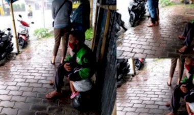 Viral Ojek Online Kehujanan Peluk Anak, Bikin Hati Terenyuh dengar Kisahnya