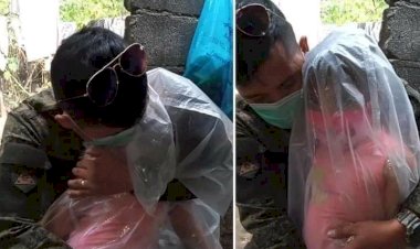Bikin Haru! Lepas Rindu Seorang Ayah Garda COVID-19 Peluk Anak Pakai Plastik