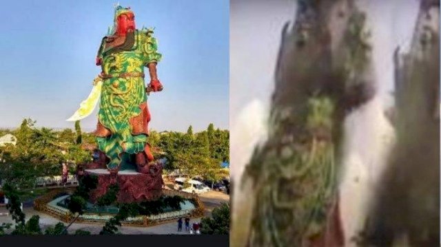 Viral Patung Dewa Kong Co Raksasa Runtuh, Ketua DPRD Tuban: Saya Bersyukur Patung Itu Roboh Sendiri
