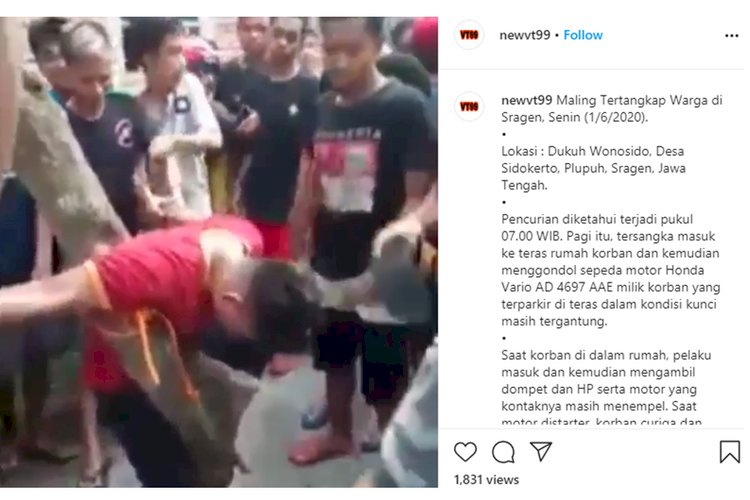 Viral, Pencuri Motor Babak Belur Dihakimi Massa