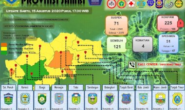 Update Corona Jambi 15 Agustus, Pasien Positif Bertambah 3, Sembuh 1, Semua dari Batanghari
