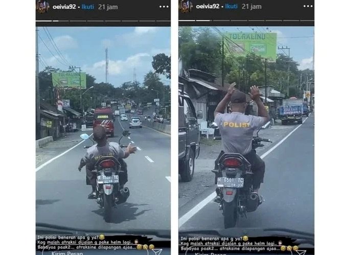 Viral, Video Pria Berkaus Polisi Atraksi Lepas Setang & Tak Berhelm