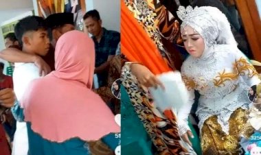 Viral! Pengantin Pria Ini Ketakutan Lihat Istrinya di Pelaminan