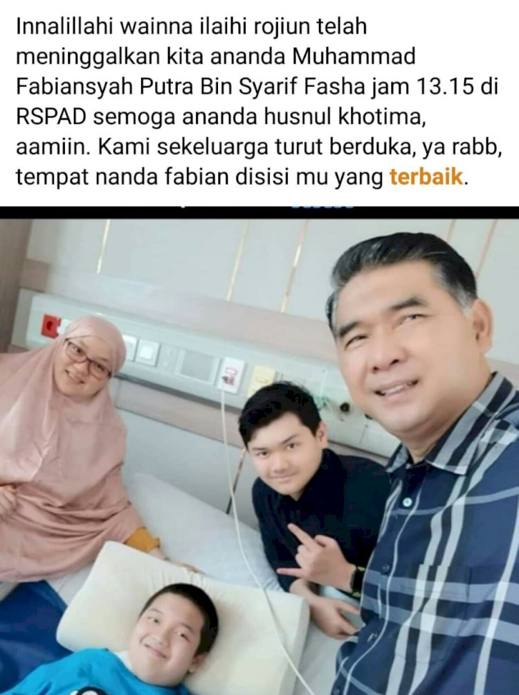 Innalillahi Wa Inna Ilaihi Rojiun, Mohon Doa, Putra Bungsu Wali Kota Jambi Meninggal Dunia