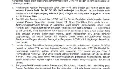 Penyebaran Covid-19 Semakin Mengkhawatirkan, Siswa di Kota Jambi Belum Bisa ke Sekolah