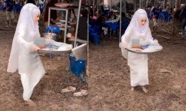 Viral, Nyeker Pengantin Ini Bereskan Piring Kotor Saat di Pernikahan, Netizen: Dia yang Nikah Dia yang Ngangkatin Piringnya!