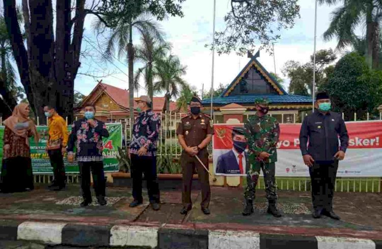 Bupati Bungo Hadiri Upacara Penerapan Disiplin Protokol Kesehatan