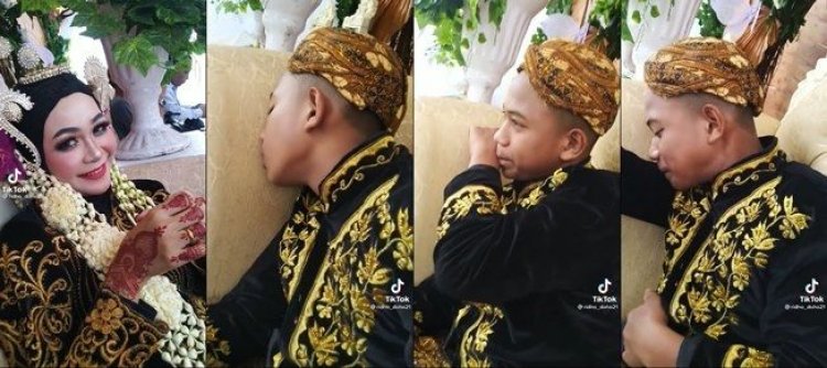 Viral Pria Tidur Ngiler di Pelaminan Bikin Curiga, Netizen Tebak Faktanya....