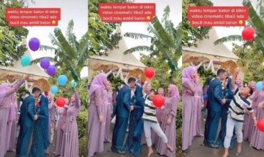 Bocah Ini Bikin Momen Romantis Pengantin Jadi Rusak Saat Ambil Balon, Videonya Viral!