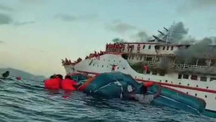 KM Karya Indah Terbakar di Tengah Laut Malut, 181 Penumpang Selamatkan Diri
