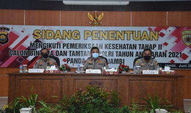Wakapolda Jambi Pimpin Sidang Kelulusan Calon Bintara Menuju Rikkes II, Karo: Selama Seleksi Wajib Terapkan Prokes