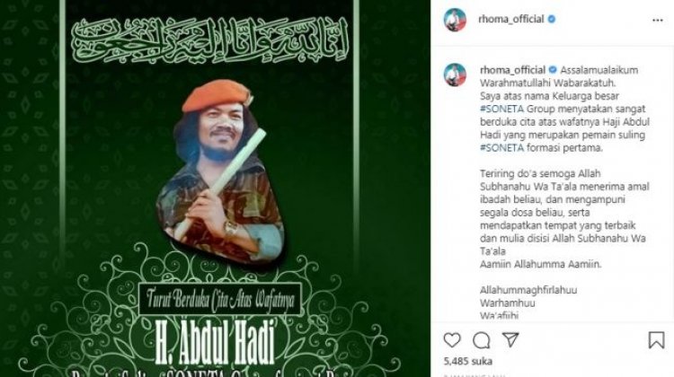 Innalilahi, Rhoma Irama Berduka Personel Soneta Grup Meninggal