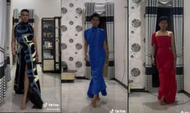 Viral! Pemuda Kenakan Gaun dari Selimut, Mirip Model Profesional, Komentar Negatif Pun Tak Sedikit