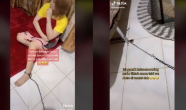 Viral! Emak-emak Auto Dirantai Gegara Keseringan Bikin Konten TikTok: Terlihat Bahagia Betul Bocah di Rumah