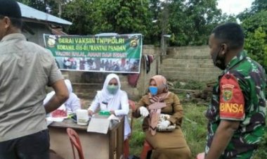 Warga Antusias Ikuti Vaksinasi di Desa Tebat, Bungo-Jambi, Danramil: Ini Merupakan Ikhtiar Kita Mencegah Covid-19