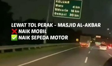 Bikin Heboh! Pemuda Berboncengan Motor Masuk Tol Surabaya Demi Konten Medsos