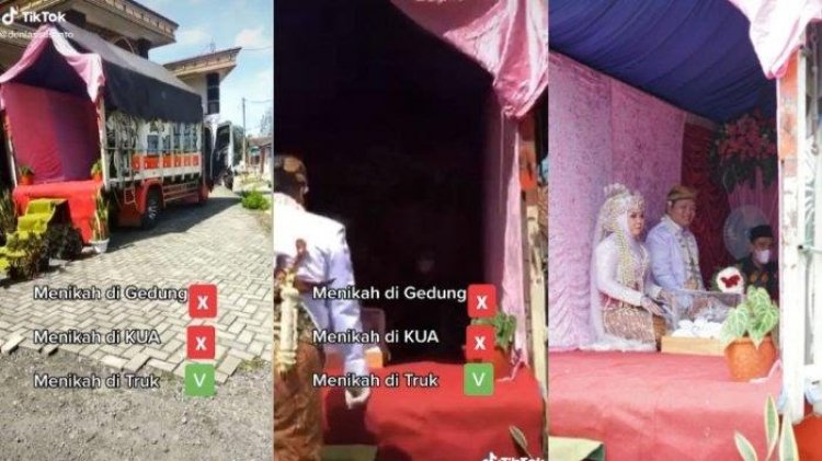 Viral! Mempelai Kaget Gelar Ijab Qobul di Bak Truk, Netizen: Menikah Portable