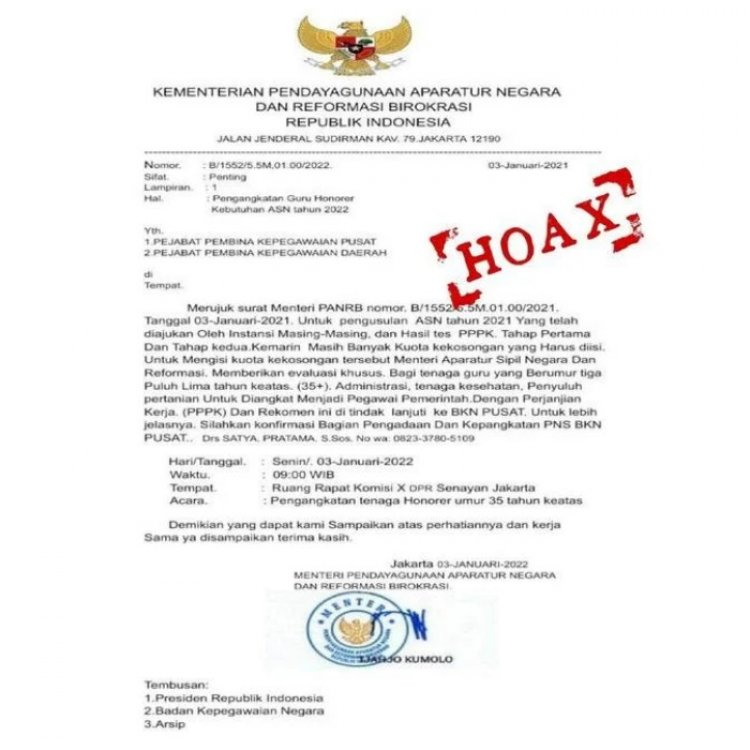Beredar Surat Palsu Pengangkatan Guru Honorer, Kemenpan RB: Masyarakat Waspada!