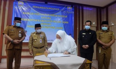 Bupati Masnah Tandatangani NPHD dengan Gubernur Jambi