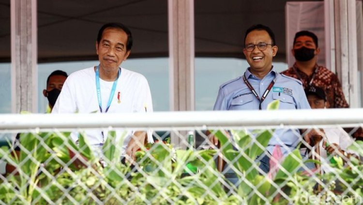 Momen Keakraban Anies dan Jokowi di Formula E