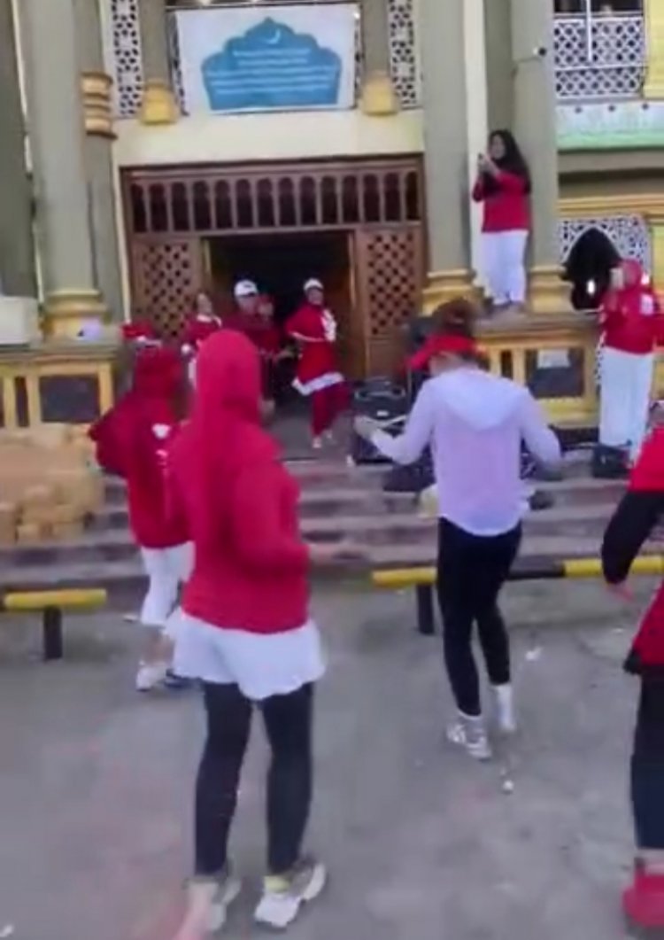 Viral Emak-emak Senam Dipelataran Masjid, Ketua MUI Pangkep: Aksi Senam Ini Termasuk Pelecehan Tempat Ibadah