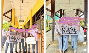 Viral di Medsos Siswa Bawa Poster Tulisan Dedi - Dayat di Lingkungan Sekolah, Bawaslu Diminta Turun Tangan