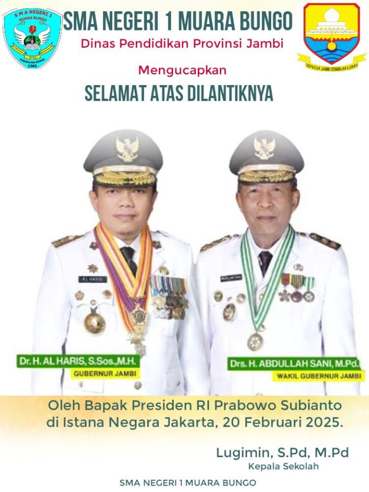 Ucapan Selamat Pelantikan Gubernur Jambi dan Wagub Jambi dan Walikota Lubuklinggau