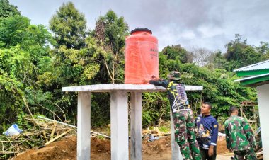 Pasang Tandon Air, TMMD Tebo Kontribusi untuk Desa Teluk Kuali