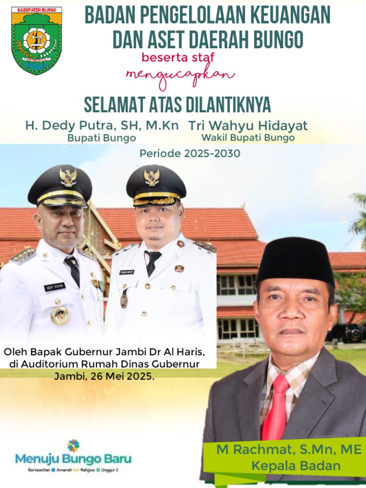 Iklan Ucapan Selamat Pelantikan Bupati Bungo dan Wabup Bungo 2025-2030