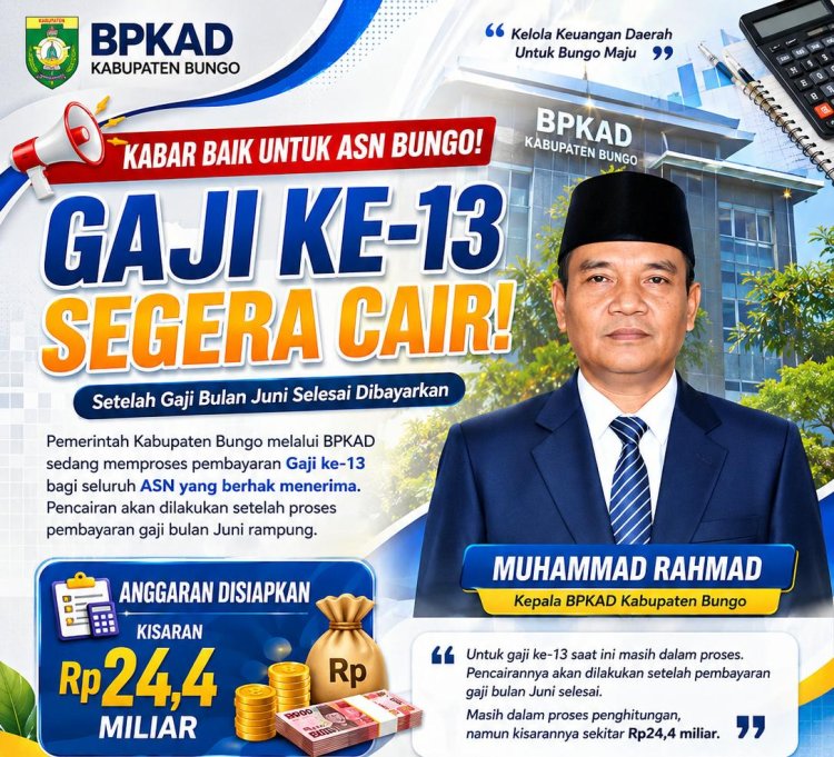 Horee!! Gaji ke-13 ASN Bungo Segera Cair, Pemkab Siapkan Anggaran Sekitar Rp24,4 Miliar