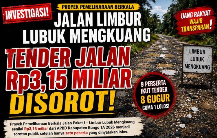 Tender Jalan Rp3,15 Miliar di Bungo Jadi Sorotan, 9 Perusahaan Ikut Lelang, Hanya Satu Lolos; Kabag ULP Doni Nova: Semua Sesuai Aturan