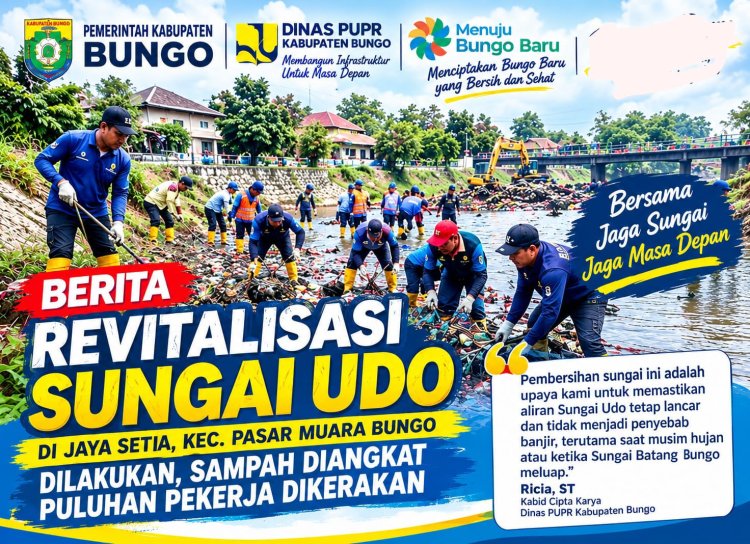 Sungai Udo Jaya Setia Dibersihkan, Puluhan Pekerja Dikerahkan Antisipasi Banjir
