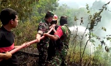 Dua Hektar Lahan Sawit Terbakar, Damkar Jujuhan dan TNI Berjibaku Padamkan Api