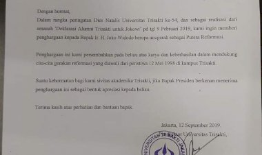 Ramai di Medsos! Surat Trisakti akan Beri Jokowi Gelar Putera Reformasi