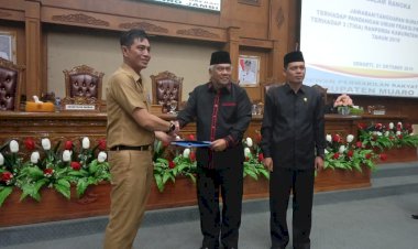 DPRD Muarojambi Gelar Paripurna Jawaban Bupati atas Pandangan Umum Fraksi Terhadap Tiga Ranperda usulan Eksekutif