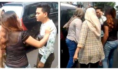 Viral Tiga Emak-emak "Super" 'Keroyok' Pria, Hingga Pukul Mundur & Terdiam