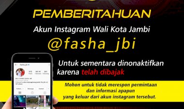 Kena Hacker, Akun Instagram Walikota Jambi Dinonaktifkan
