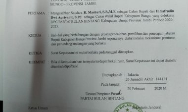Pilkada Bungo, Partai Yusril Ihza Mahendra Berikan Dukungan ke Hamas-Apri