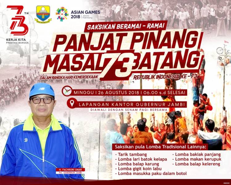 Saksikan Panjat Pinang 73 Batang di Lapangan Gubernur Jambi