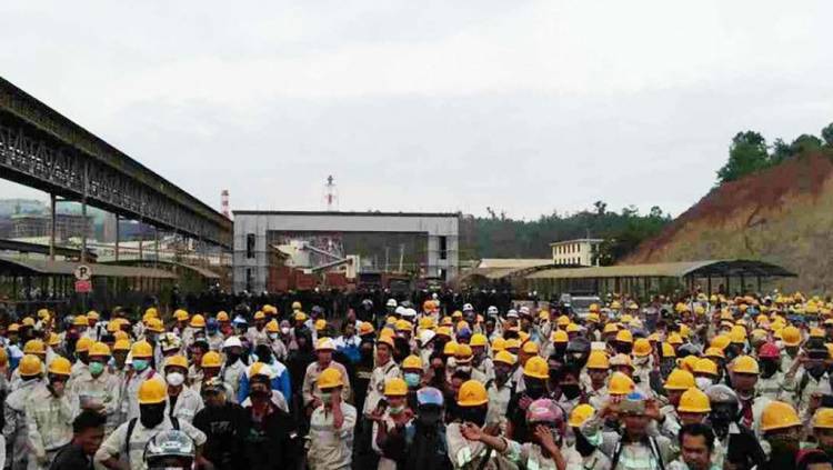 Ribuan Karyawan PT.IMIP Morowali Hentikan Aksi Mogok Kerja