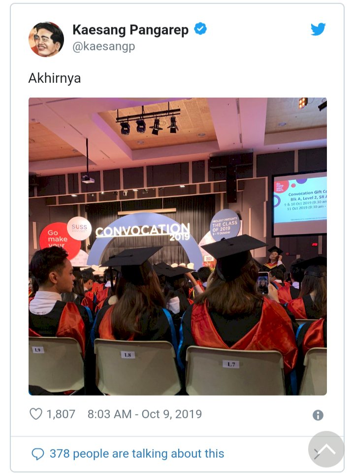 Kaesang Jokowi Wisuda di Singapura: Akhirnya..!
