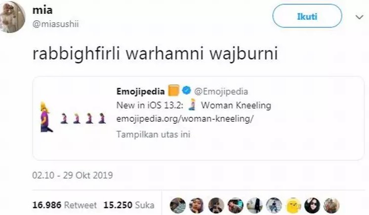 Viral Emotikon Duduk Antara Dua Sujud, Netizen: Woi Tak Pakai Mukena