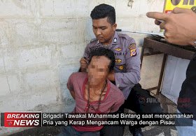 Begini Aksi Heroik Brigadir Tawakal Saat Tangkap Pria Acungkan Pisau ke Warga